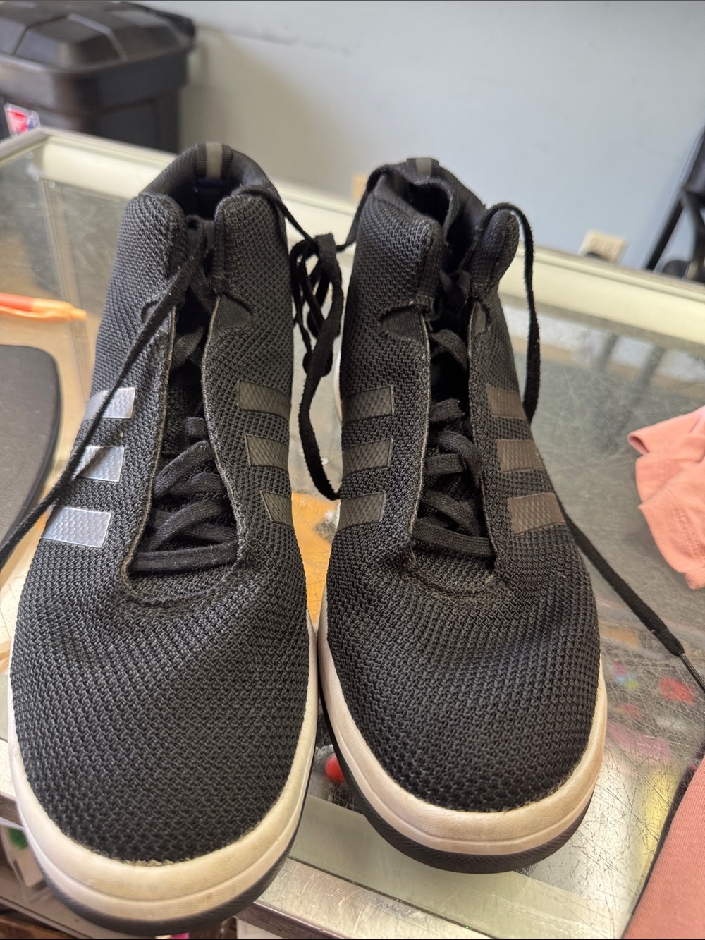 adidas Black Knit Lace-Up Sneakers with White Soles